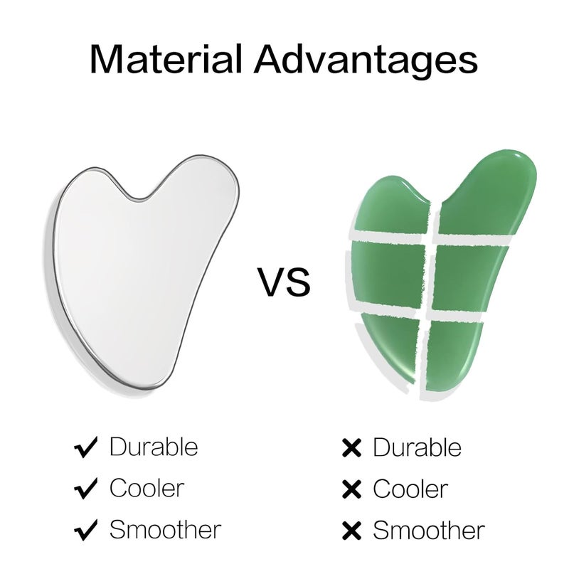 Contrybox Gua Sha Facial Tools, Stainless Steel Guasha Tool for Face & Body, Gua Sha Tools for Puffiness Reducing & Jawline Sculpting Metal Guasha Tool for Women Self-Skincare, Silver - Image 5